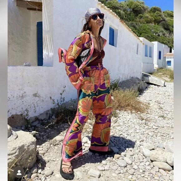 ZARA PRINTED PAJAMA-STYLE PANTS - Picture 13 of 16